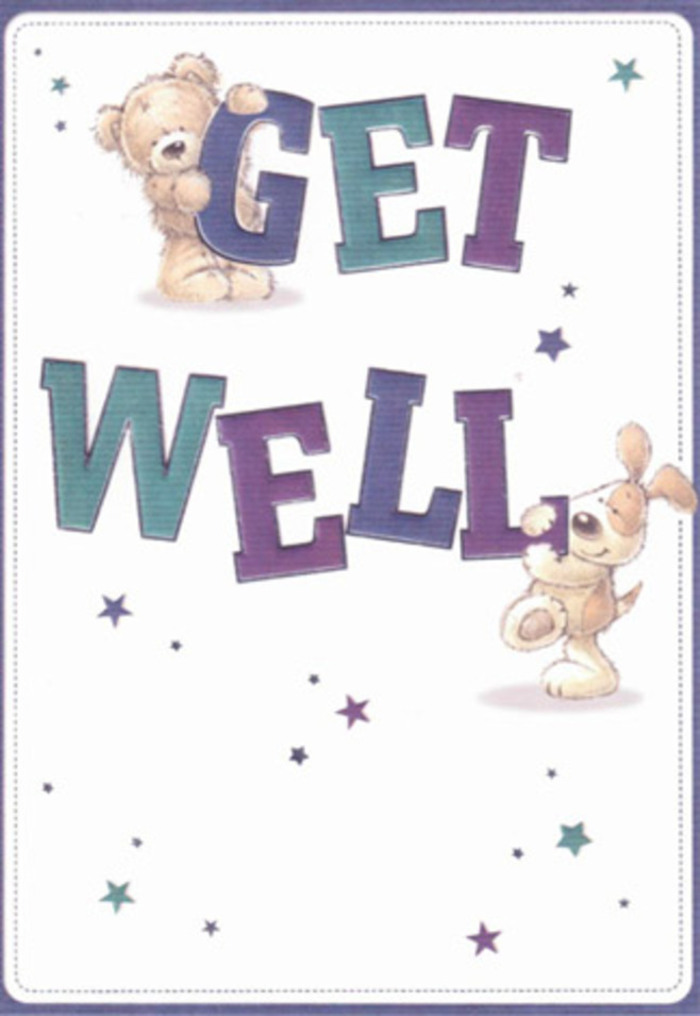 Capturing the gentle encouragement often found among Stanmore's friendly neighbours, this illustrated get well card crafts a luminous scene filled with affection and youthful joy. At its heart, a soft, fluffy bear and a playful puppy unite in a shared message of hope. Around them, twinkling stars-painted in a chorus of purple, teal, and blue-float gently across the pristine background, acting as beacons of possibility and healing. The card's confident, oversized letters form a vibrant foundation in shaded hues that mirror the array of blossoms found in Stanmore's home gardens. There's a tangible depth to the bear's plush fur and the puppy's silky ears, evoking the same soothing sensation as a thoughtfully composed bouquet. The overall composition is open and inviting, drawing from the clarity and freshness of Stanmore's open parks and quiet lanes. This design becomes more than a simple greeting; it's a heartfelt gesture of support, perfectly complementing a carefully selected floral arrangement. Just as a bouquet from a local florist brings comfort in challenging times, so does this card, uniting artistry and emotion in a way that truly reflects the spirit of Stanmore.