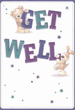 Radiating with playful optimism and sincere warmth, this get well card paints a scene distinctly touched by Stanmore's community spirit. Two loveable characters-a teddy bear and his loyal puppy companion-spring forward from a creamy backdrop, joyfully balancing the large, colourful letters of 'Get Well.' The indigos, purples, and teals woven into the text echo the vibrant hues of Stanmore blossoms, lending the card a lively energy that truly brightens the heart. Sprinkled star accents shimmer across the composition, their twinkle recalling the luminous moments shared in Stanmore's parks and gardens. The illustrated textures, from the bear's soft tufted fur to the puppy's floppy ears, suggest a tactile comfort akin to a gentle hug. The design's fresh, calming openness reflects the sense of renewal that comes with each new season in Stanmore. More than just a greeting, this card carries an emotional note of encouragement-perfect for sending a wave of kindness alongside a locally crafted bouquet, offering solace and hope to anyone in recovery within the Stanmore area.
